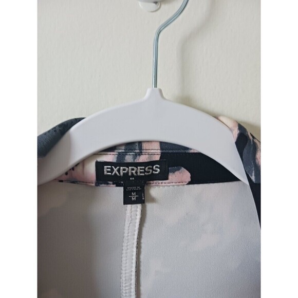 Express Moto Floral Jacket Asymmetrical Zip Up Cropped Fit Black Pink M - Picture 4 of 7